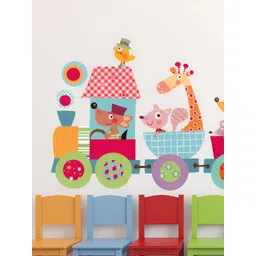 LANSTICK Pink & Blue Beautiful Animal Train Printed Self-Adhesive WallStickers-picture-20