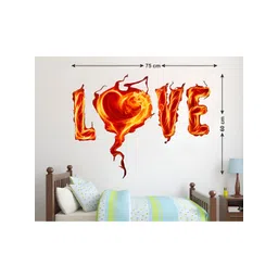 LANSTICK Red & Yellow Fire With Love Printed Waterproof Wallpaper-picture-16