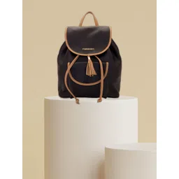Lapis O Lupo Women Black & Brown Solid Backpack-picture-16