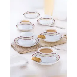 Larah by Borosil Multicolor Ceramic Opalware Cup and Saucer Set of 12 220ml-picture-27