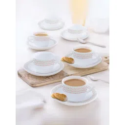 Larah by Borosil Multicolor Ceramic Opalware Cup and Saucer Set of 12 220ml-picture-38