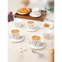 Larah by Borosil Multicolor Ceramic Opalware Cup and Saucer Set of 12 220ml-image-21