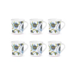 Larah by BOROSIL Nola White & Blue 6 Pieces Printed Opalware Matte Mugs 160ml Each-picture-36