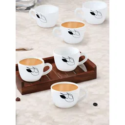 Larah by BOROSIL Shadow White & Black 6 Pieces Geometric Printed Matte Cups 140ml-picture-16