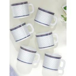 Larah by BOROSIL White 6 Pieces Printed Opalware Matte Mugs 100ml-picture-38