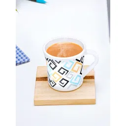 Larah by BOROSIL White & Black 6 Pcs Geometric Printed Opalware Matte Mugs-210 ML Each-picture-14