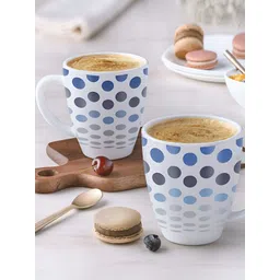 Larah by BOROSIL White & Blue 2 Pcs Printed Opalware Matte Mugs 400 ml-picture-22