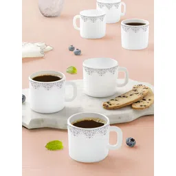 Larah by BOROSIL White & Grey Printed Opalware Matte Mugs Set of Cups and Mugs-picture-17