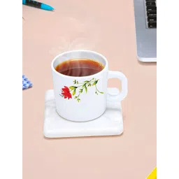 Larah by BOROSIL White & Red 6 Pcs Floral Printed Opalware Matte Mugs - 180 ML Each-picture-18