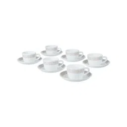 Larah by Borosil White Ceramic Opalware Cup and Saucer Set of 12 140ml-picture-39