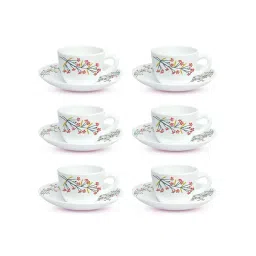 Larah by Borosil White Ceramic Opalware Cup and Saucer Set of 12 140ml-picture-36