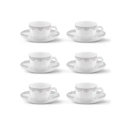 Larah by Borosil White Ceramic Opalware Cup and Saucer Set of 12 220ml-picture-34