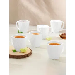 Larah by Borosil White Ceramic Opalware Mug - Set of 6 160ml-picture-16
