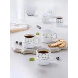 Larah by Borosil White Ceramic Tea & Coffee Mug - Set fo 6 100ml-picture-15