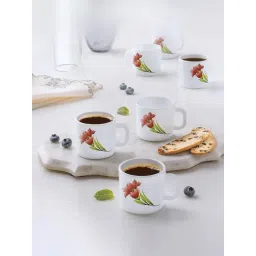 Larah by Borosil White Ceramic Tea & Coffee Mug - Set fo 6 100ml-picture-15