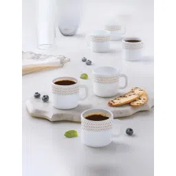 Larah by Borosil White Ceramic Tea & Coffee Mug - Set fo 6 100ml-picture-25