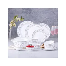 Larah by Borosil White Opalware Floral Dinner Set-picture-36