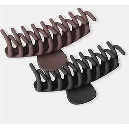 Large Hair Claw Clips, Matte Finish Plastic Jaw Clips in Brown and Black, Banana Clip for Thick Hair,pack of-2-picture-39