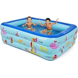Large Inflatable Swimming Pool with Pump & Repair Kit - Durable PVC Material, Easy Setup for Kids & Adults Outdoor Fun | Rectangular Blow Up Pool for Backyard Summer(150CM)-picture-17