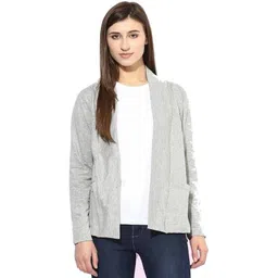 larry & eva Women Full Sleeve Grey Shrug image 1
