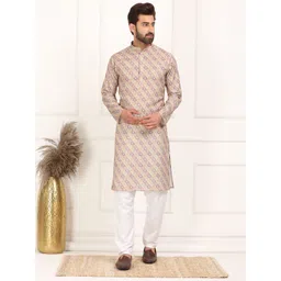 Larwa Men Floral Printed Thread Work Kurta-picture-21