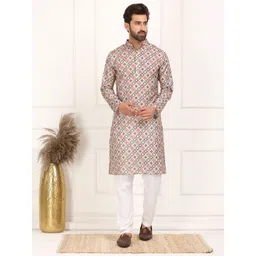Larwa Men Floral Printed Thread Work Kurta-picture-41