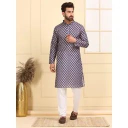 Larwa Men Floral Printed Thread Work Kurta image 1