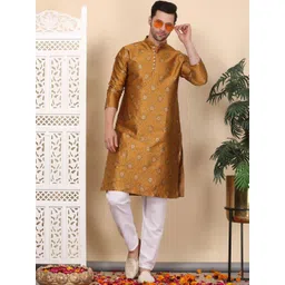 Larwa Men Floral Woven Design Straight Kurta With Pyjama-picture-21