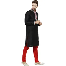 larwa Men Art Silk Sherwani Churidar Set image 2