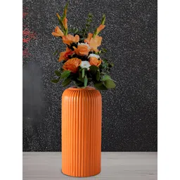 LASAKI Orange Textured Ceramic Flower Vase-picture-15