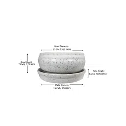 LASAKI White Textured Ceramic Planter With Plate image 2