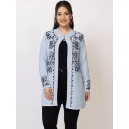 LASOON Women Embroidered Woollen Cardigan with Embroidered Detail-picture-14
