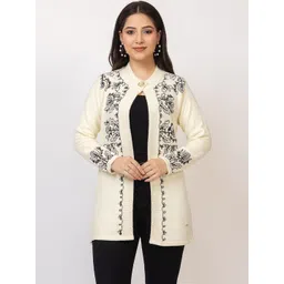 LASOON Women Embroidered Woollen Cardigan with Embroidered Detail-picture-13