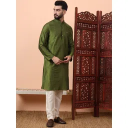 Latest Chikan Garments Band Collar Dupion Silk Straight Kurta With Churidar-picture-21