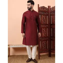 Latest Chikan Garments Band Collar Dupion Silk Straight Kurta With Churidar-picture-30