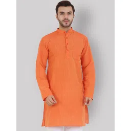 Latest Chikan Garments Men Orange & Yellow Straight Kurta-picture-27
