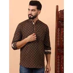 Latest Chikan Garments Men Striped Thread Work Block Print Kurta-picture-28