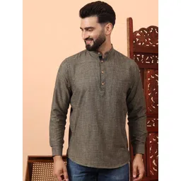 Latest Chikan Garments Men Striped Thread Work Block Print Kurta-picture-33