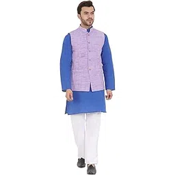 latest chikan Men's Cotton Regular Kurta, Pajama & Jacket Set-picture-14