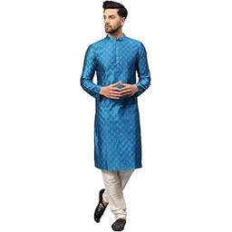 latest chikan Men's Cotton Silk Blend Kurta and Pyjama Set-picture-31