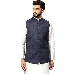 latest chikan Men's Traditional Cotton Solid Nehru Jacket/Waistcoat-picture-42