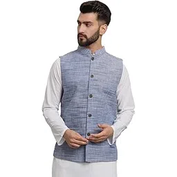 latest chikan Men's Traditional Cotton Solid Nehru Jacket/Waistcoat -SADRI-NK-PR-42-picture-12