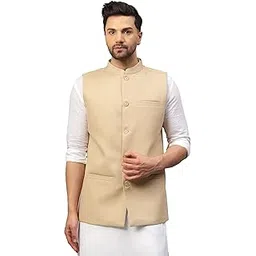 latest chikan Men's Traditional Tweed Cotton Checkred Premium Nehru Jacket/Waistcoat-picture-29