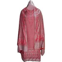 Latest Womens designer Woolen Kashmiri Suit For Women With Salwar And Shawl Winter Wear Kani Unstitched Fabric Woollen Kurta Pant Set Dress Material paisley design by pure Pashmina wooltex..(Grey)-picture-20