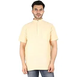 latestplus apparel LatestPlus Men's Cotton Blend Fabric Solid Half Sleeve Short Kurta | LPA-SKLB-P-picture-26