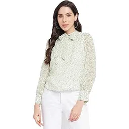 Latin Quarters Green Full Sleeve Printed Polyester Blouse-picture-13