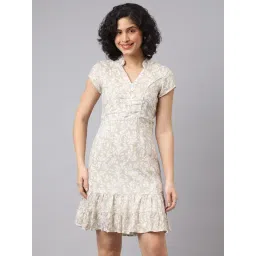 Latin Quarters Beige Print A Line Dress-picture-45