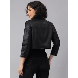 Latin Quarters Black Solid Casual Jacket image 2
