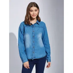 Latin Quarters Blue Cotton Regular Fit Denim Shirt-picture-11