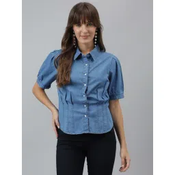 Latin Quarters Blue Cotton Regular Fit Top-picture-38